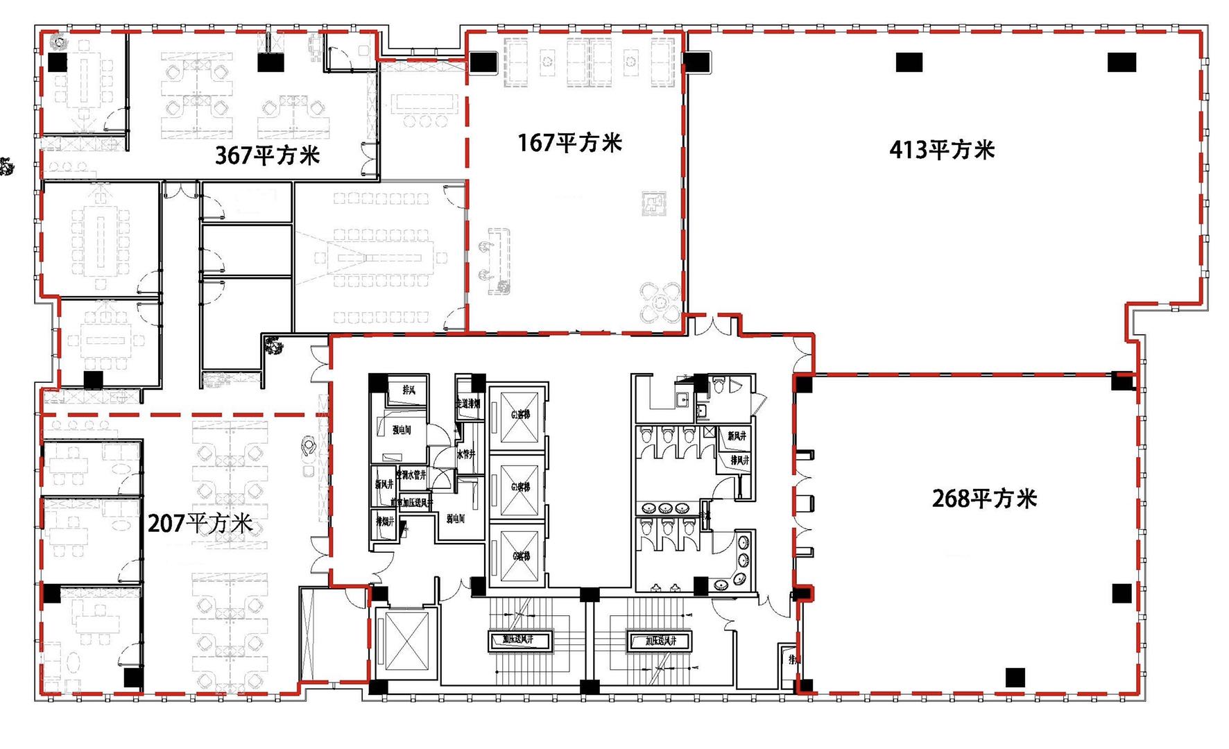 上海静安华发中心 新楼盘 超长免租期 汶水路 150平 办公出租(图4)