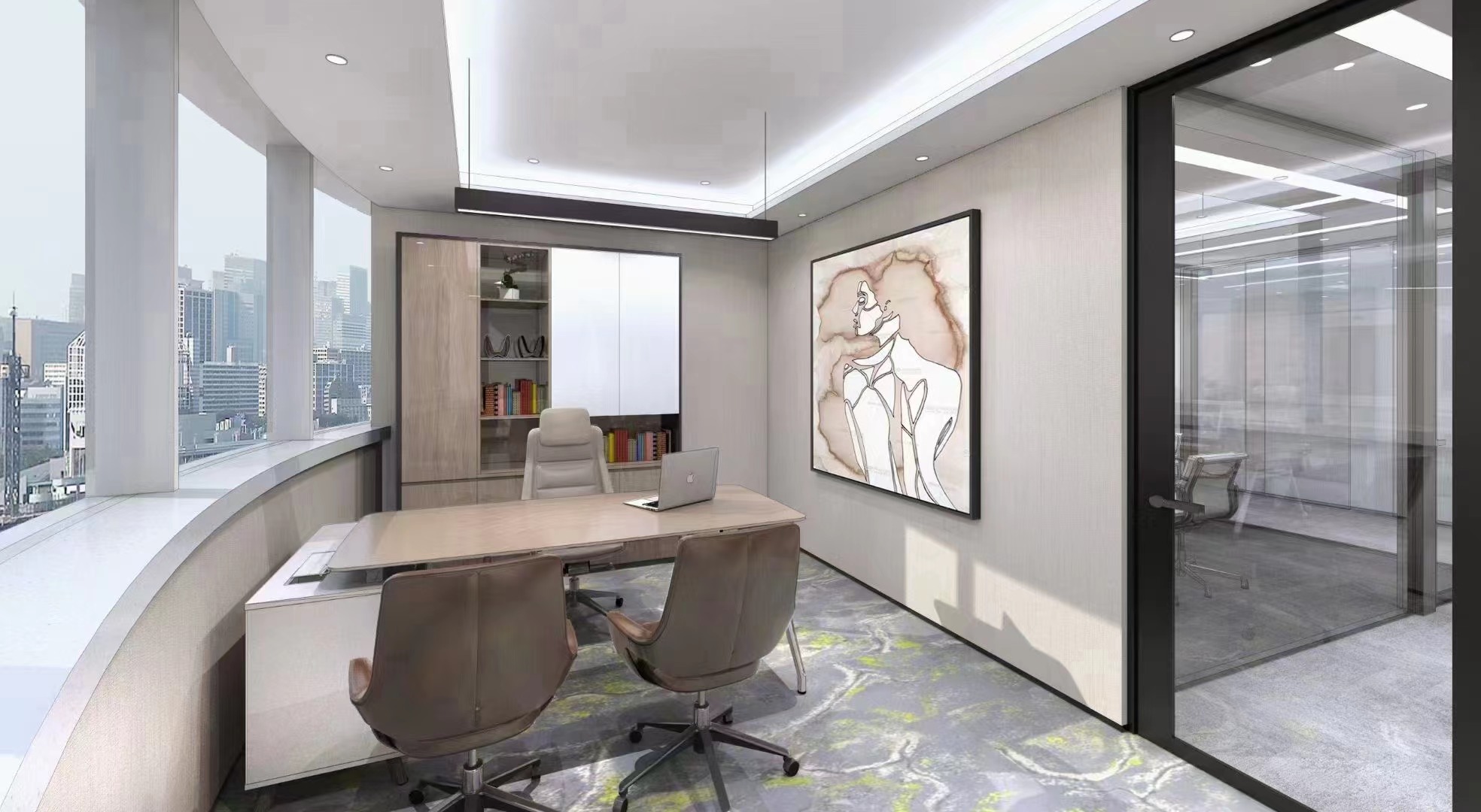 浦东南路国家开发银行大厦230平精装修带家具拎包入住正对电梯厅(图1)