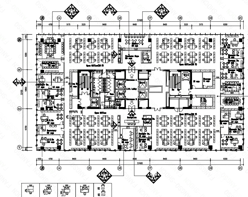 虹桥万科中心1900平整层办公室出租精装修(图1)